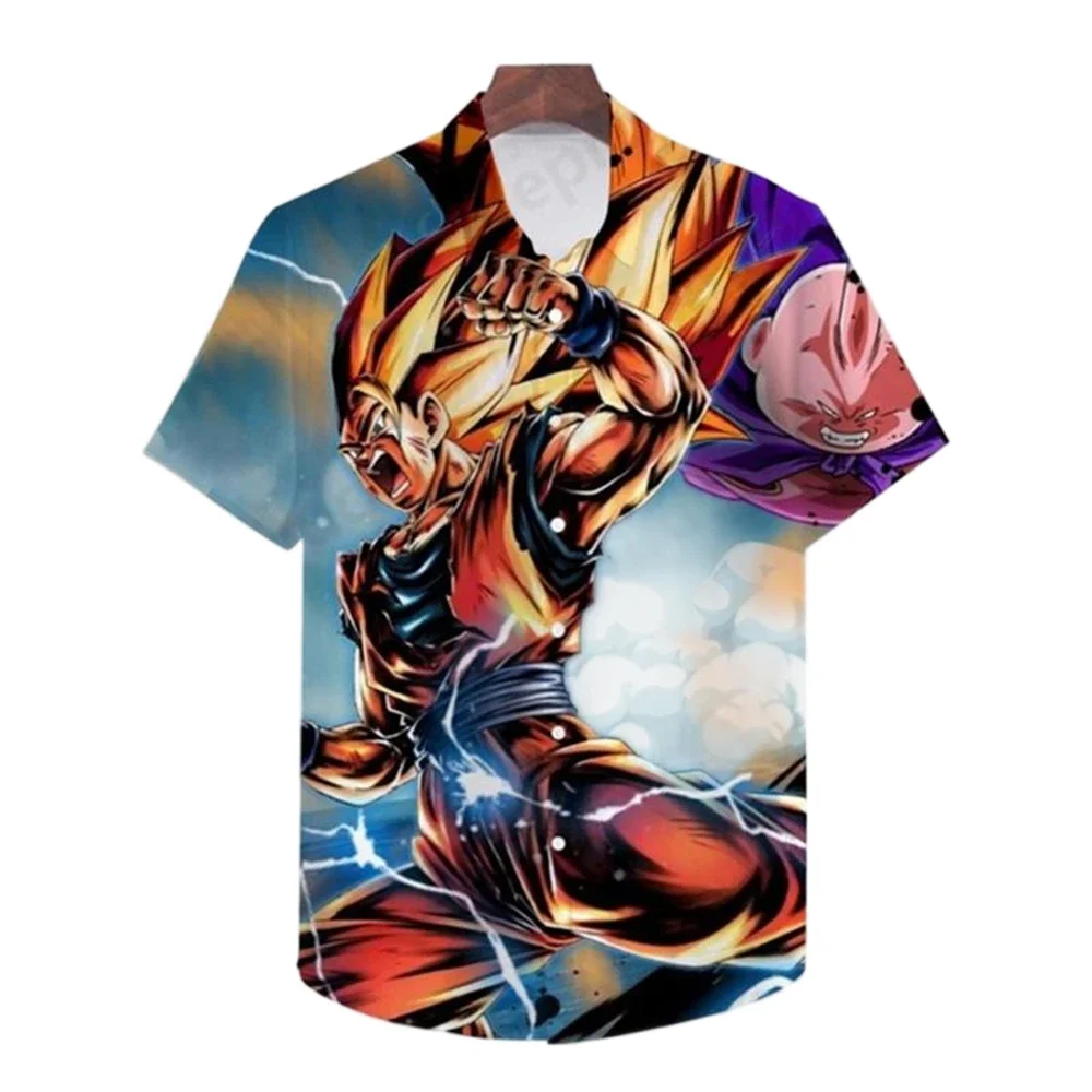 Men's Fashion Dragon Ball Shirt Men Vegeta Shirt Summer Super Saiyan Hawaiian Tops