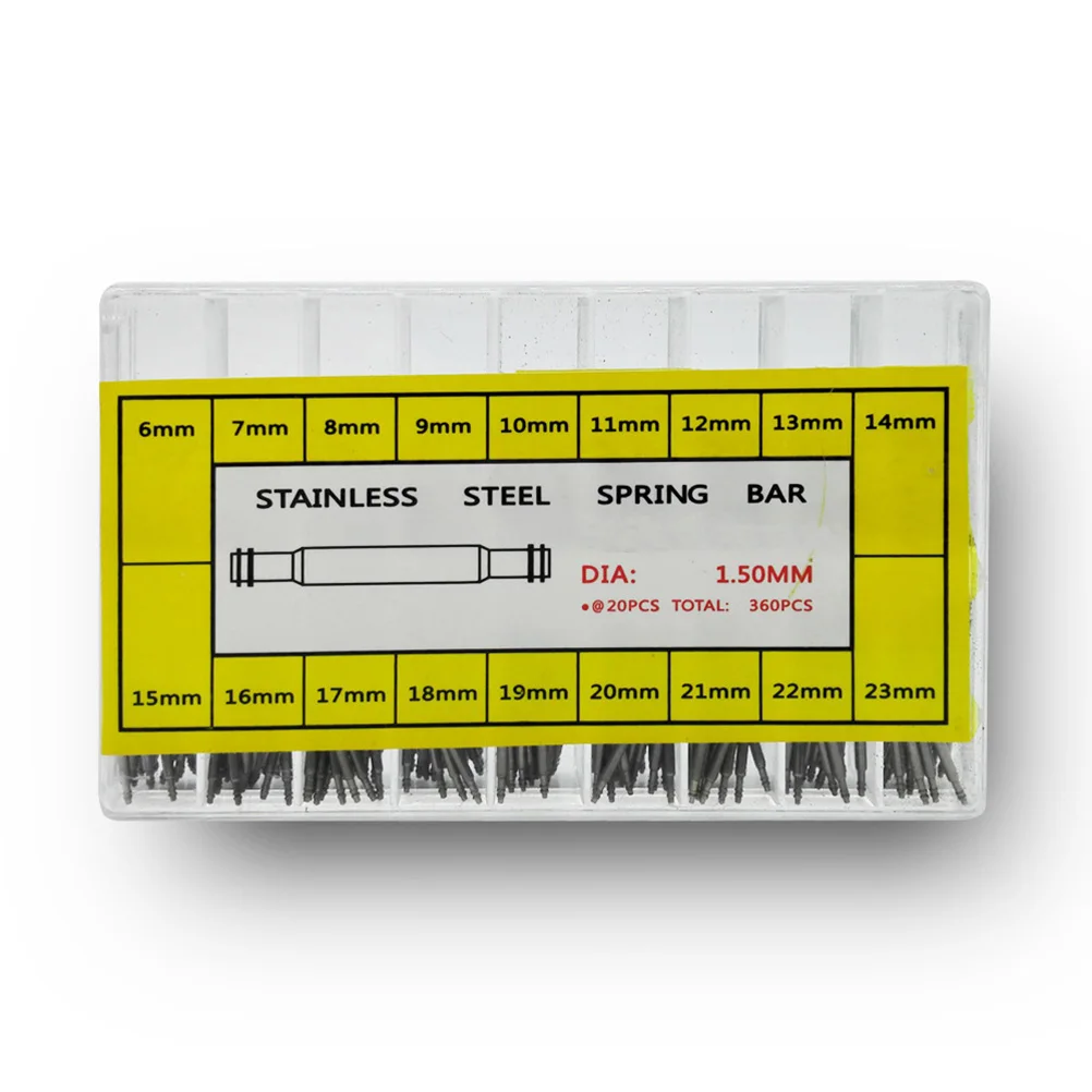 

360pc Watch Band Spring Bars 6-23mm Stainless Steel Double Flange Pins for Metal Straps Repair Tool Easy Remove