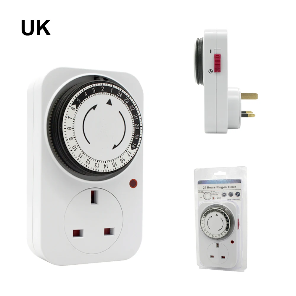 ManHua 24 Hour Europe Plug EU UK plug TG14 TG44 Programmable Mechanical Timer Switch Universal Socket Timer 220V 16A