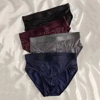 4Pcs/Set Men Underwear Ice Silk fashionable Half mesh design cool Men's Boxer shorts mesh breathable men's Triangle Panties