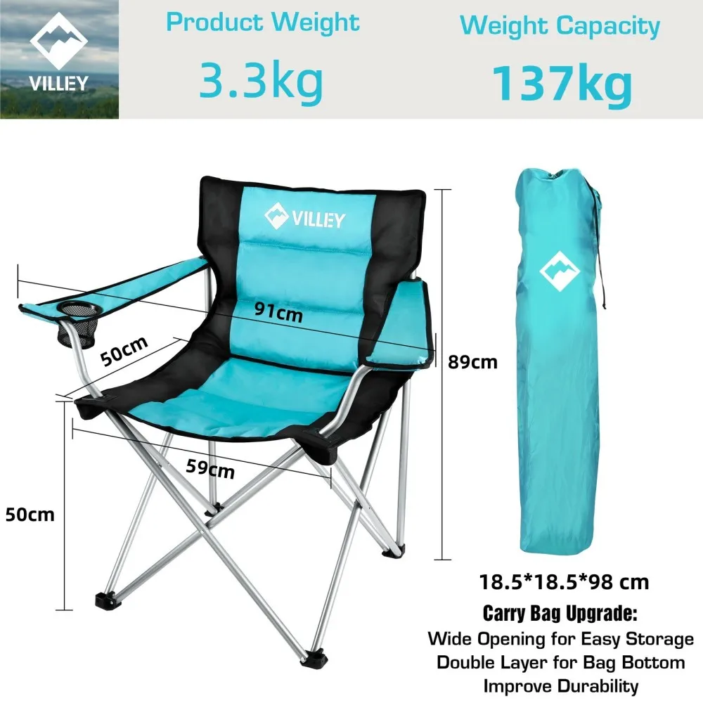 Outdoor Camping Chairs Travel Lightweight Folding Chair Garden BBQ Hiking Picnic Seat High Load 137kg Oxford Cloth Fishing Chair