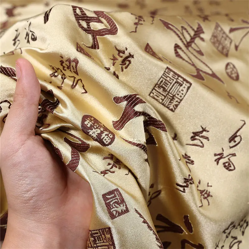High Grade Brocade Fabric Chinese Jacquard Thick By The Meter for Women Garment Textile Skirt Hanfu Cheongsam Sewing Cloth Black