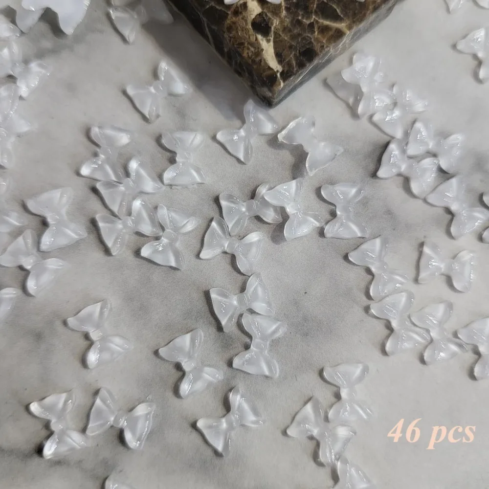 

46pcs Mix Nail Art Ice Through Bow Jewelry Three-dimensional Versatile Nail Jewelry Bow Nail Art Decoration Cute Nails Art