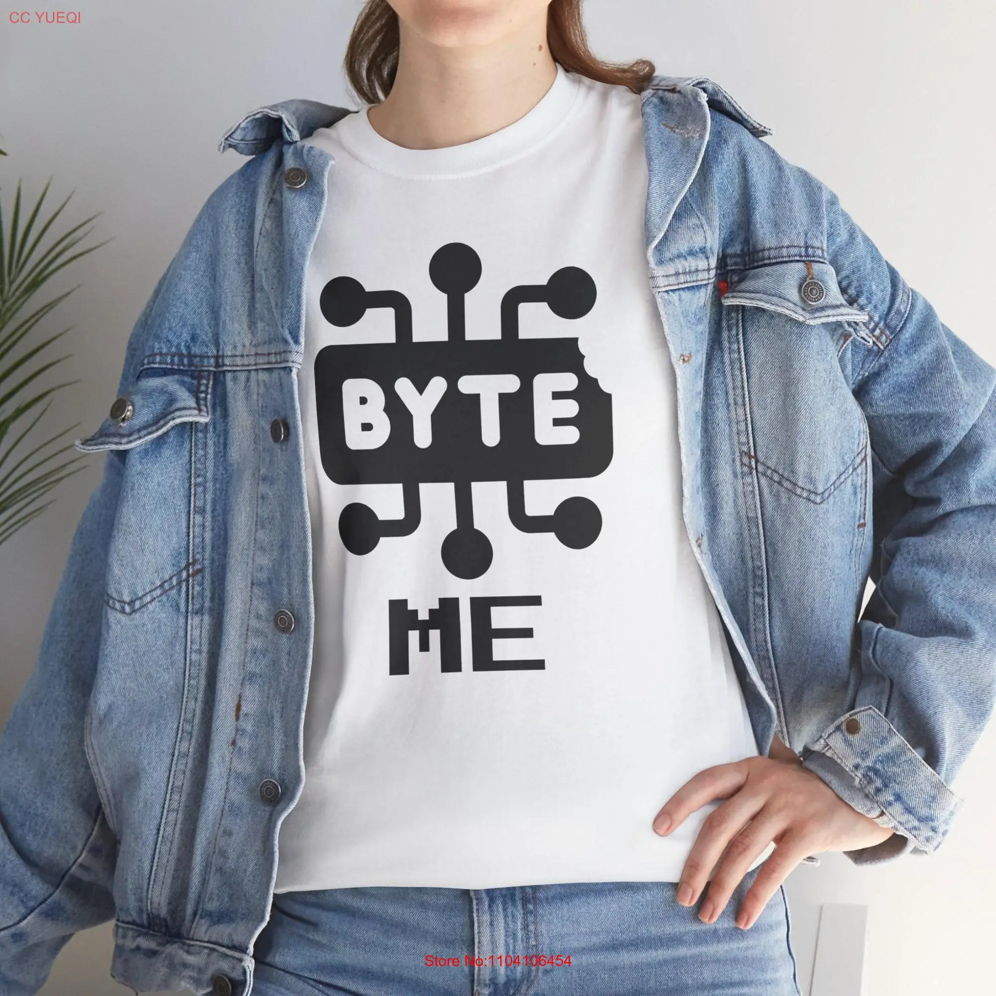 Byte Me Digital T Shirt Playful Pun Geeky Computer Humour Fun Tech Lover long or short sleeves