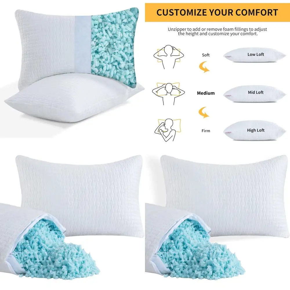 

Подушки King Size из бамбуковой вискозы с охлаждающим эффектом и пеной с эффектом памяти для сна на боку и на спине