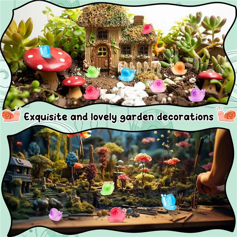 

AA49 240Pcs Luminous Mini Resin Snail Mini Animals Glow In The Dark Tiny Snail For Home Mini Fairy Garden Aquarium Decor
