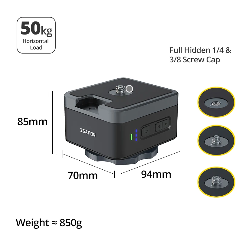 ZEAPON PS-E1 PD-E1 PONS Motorized Pan Head The Horizontal Load Up To 50 kg Single Axis Double Axis Linkage