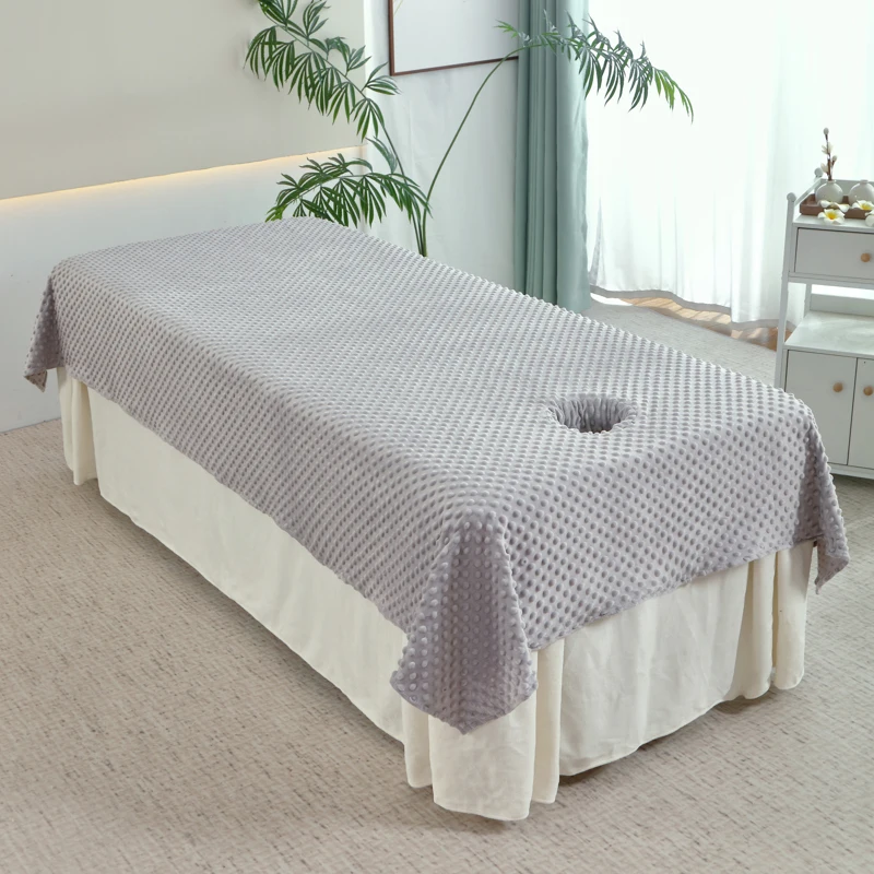 Soft Velvet Bean Bed Sheet for Beauty Salon Luxury Bed Covers for Massage Spa Use Skin-friendly 120x230cm