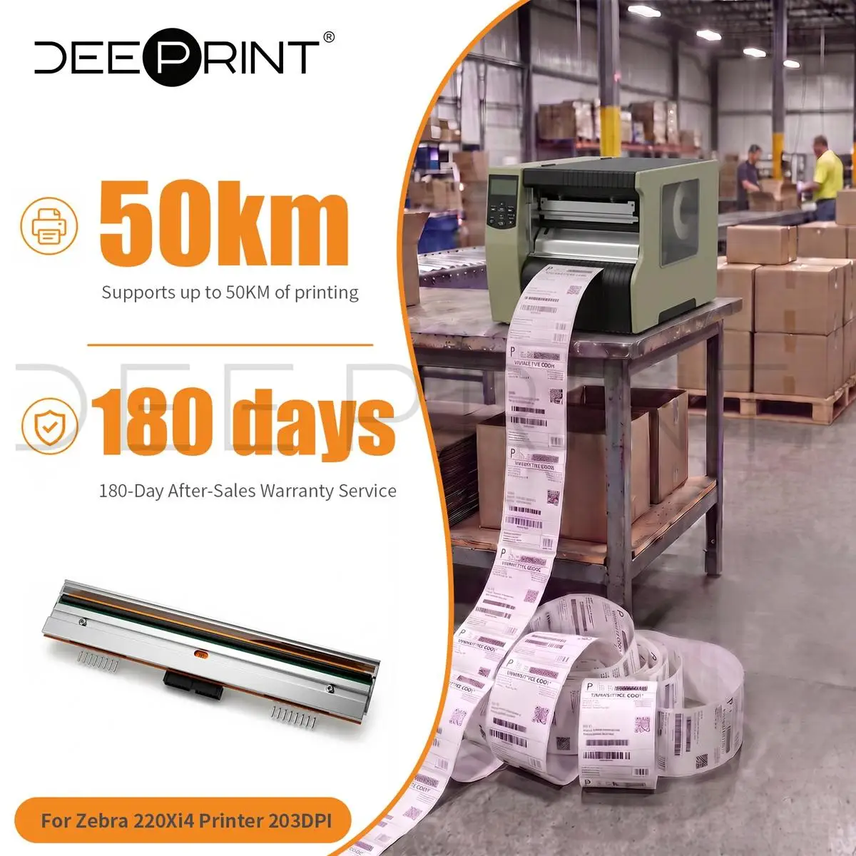 P1004238 203DPI Thermal Printhead for Zebra 220XI4 Barcode Label Printer Print Head | 3-Month Warranty