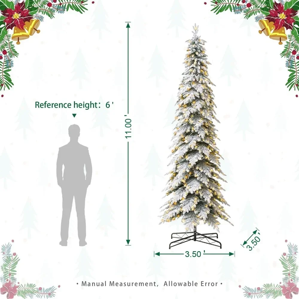 11ft Artificial Christmas Tree,with700 Warm White Lights and Sturdy Metal Stand for Home,Office,Party Decoration,Large Xmas Tree