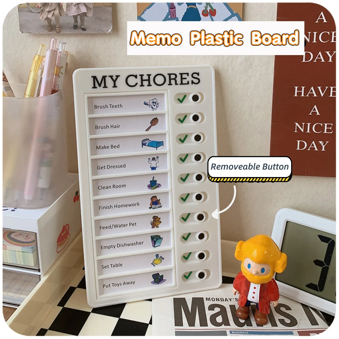 1pc Checklist Planning Board Daily Task Planning Board Portable Plastic Note Reusable Planning Board Message Board