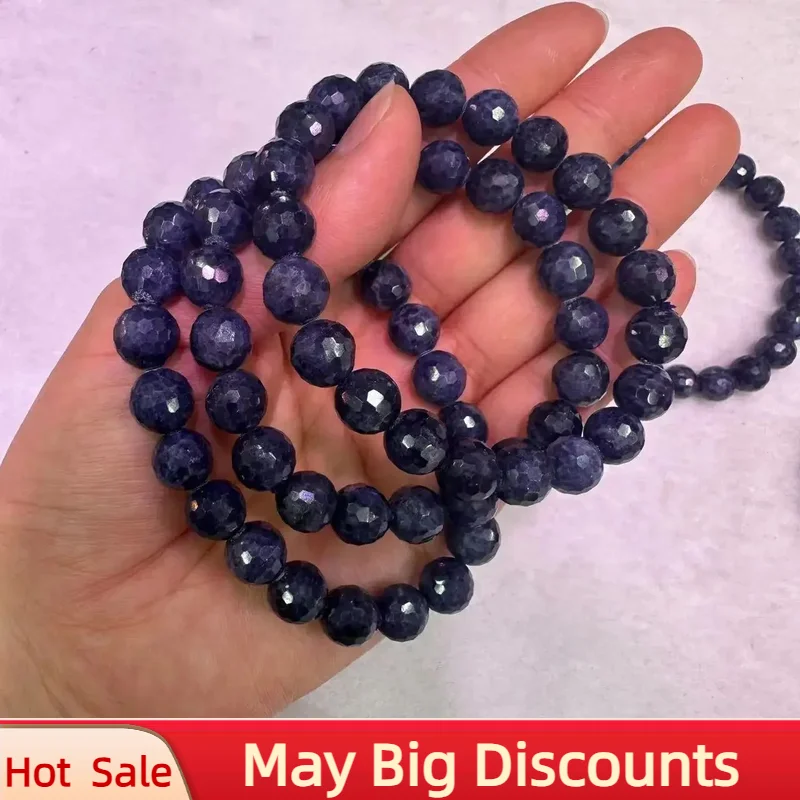 

New AAA Quality Natural Cutting Sapphire 9mm Stone Bead Bracelet Natural Stone Bracelet Senior Jewelry Female for Gift Wholesale