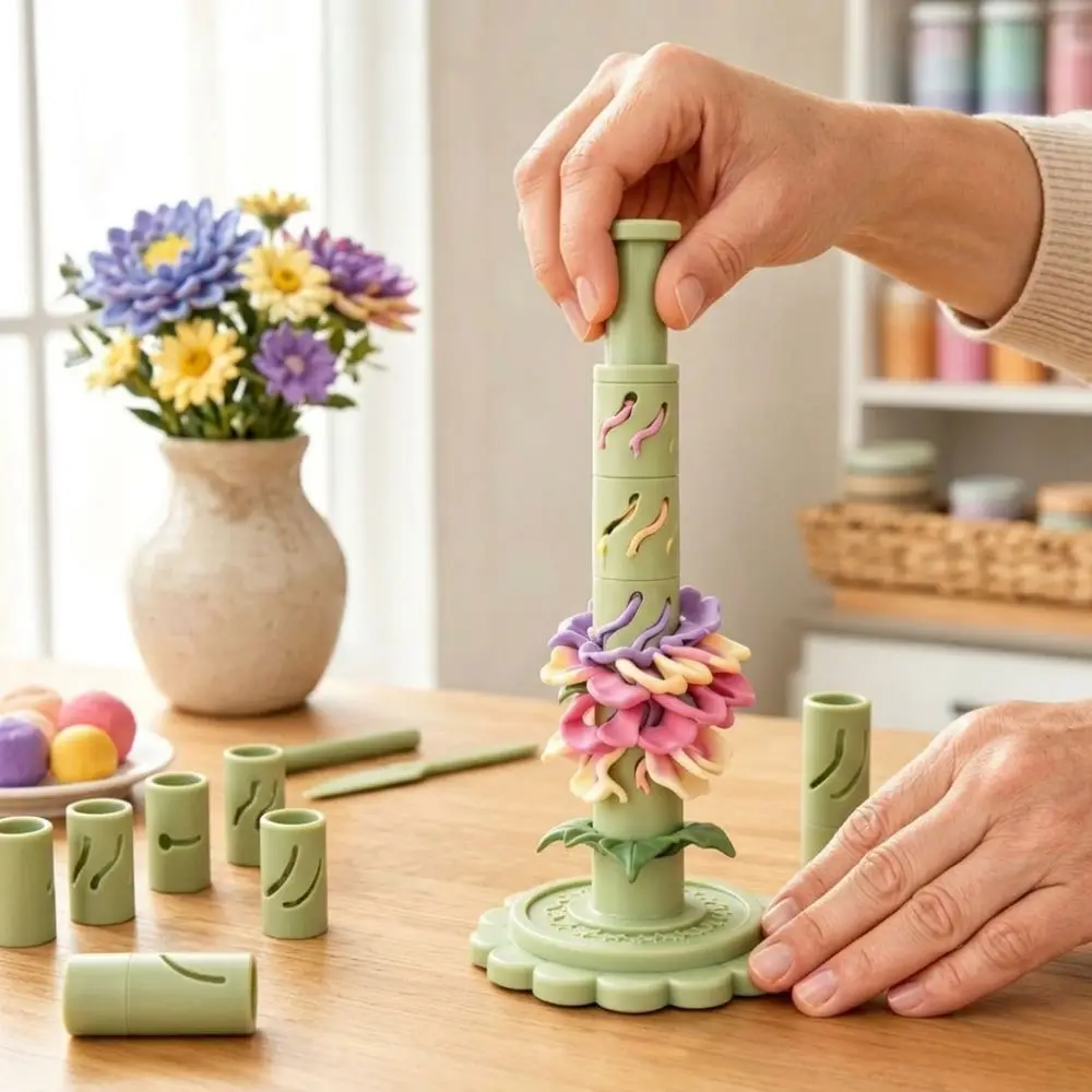3D Printed Clay Flower Making Tool Handmade Multi-Cavity Clay Bloom Shaping Sleeves Hand DIY Easy-Press Modular Clay Bloom Maker