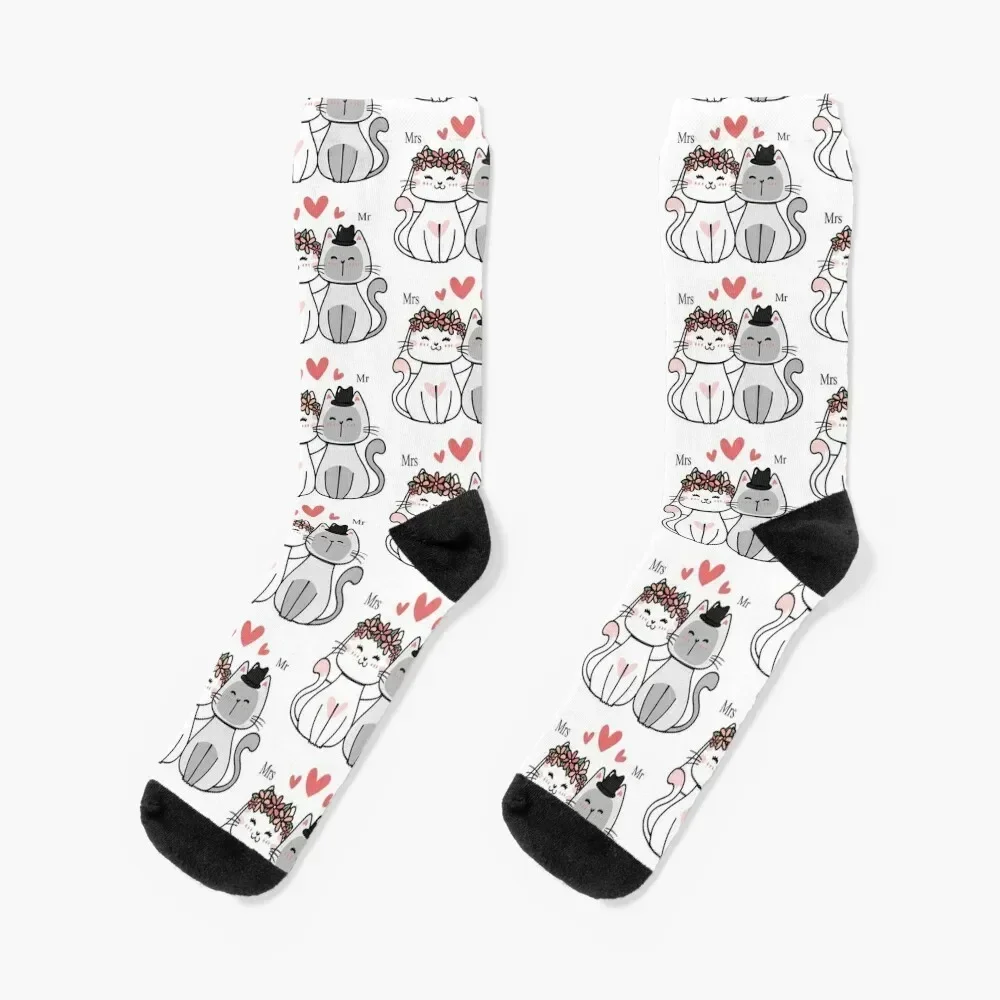 Bride and Groom Cats Socks designer colored Children's Socks For Women Men's