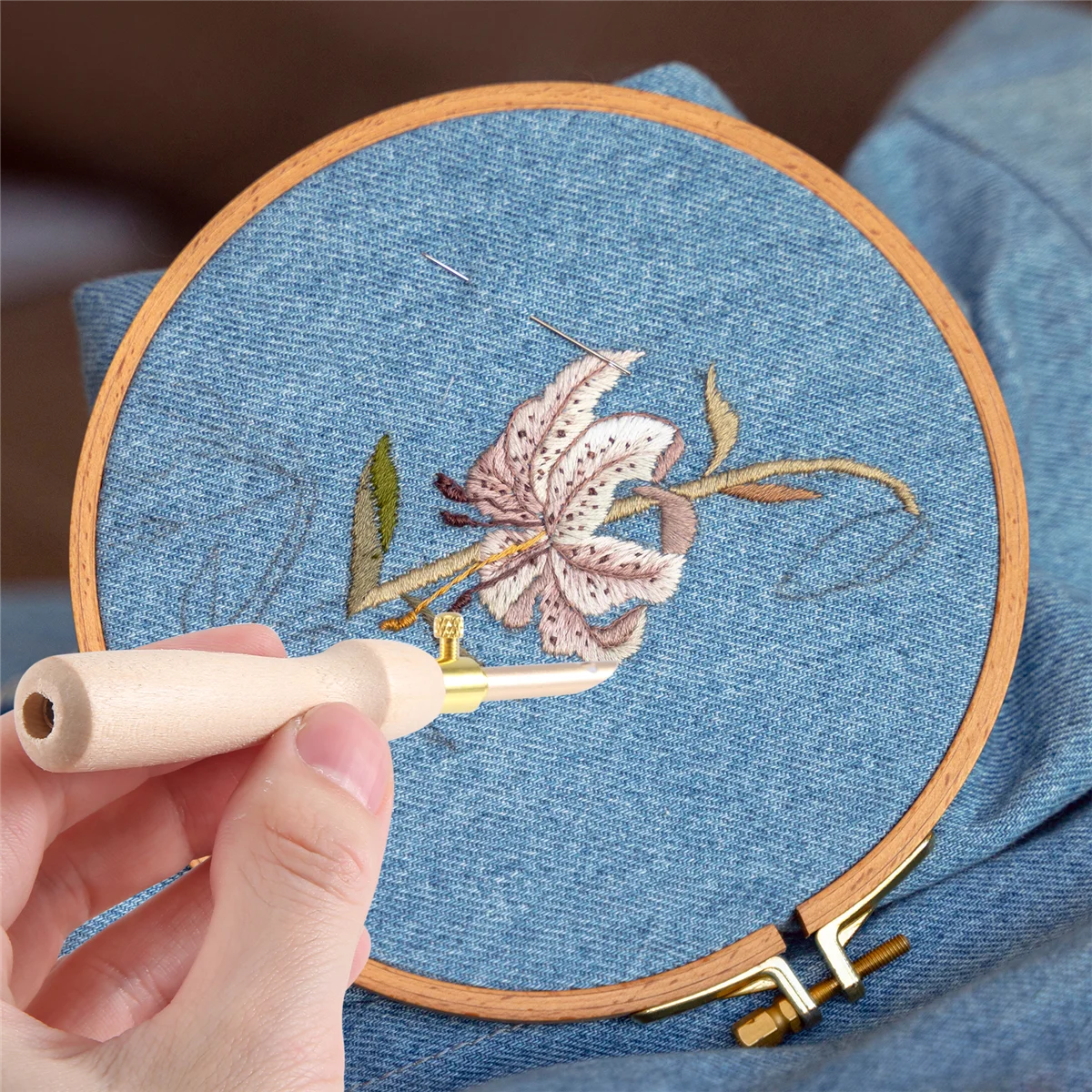 11Pcs Punch Needle Tool Kit Embroidery Stitching Punch Needle & Needle Threader Embroidery Poking Cross Stitch Tools