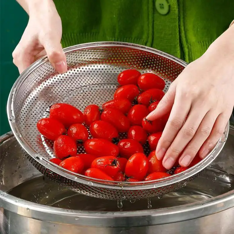 【S】22.5/25.5cm Stainless Steel Food Steamer Basket Pressure Cooker Steamer Basket With Handle Steaming Grid Drainer Cooking