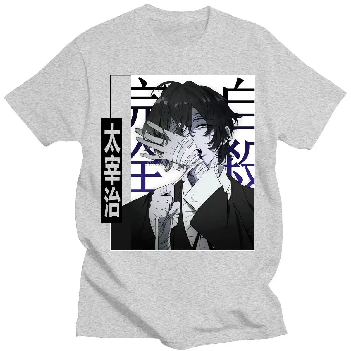 Japanese Comics Bungou Stray Dogs T-shirt Super Cool Dazai Osamu Fashion Pattern Tshirt Short Sleeve Male Hip Hop Loose T Shirt