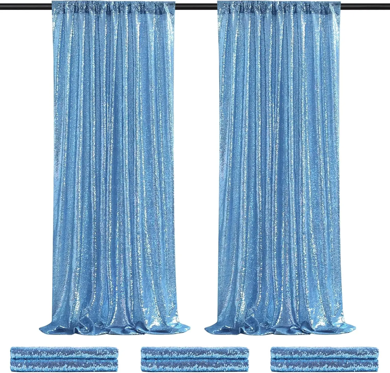 

Baby Blue Sequin Backdrop Curtains 8 Pieces 2ftx8ft Party Photography Sparkly Background Prom Drapes Wedding Backdrops
