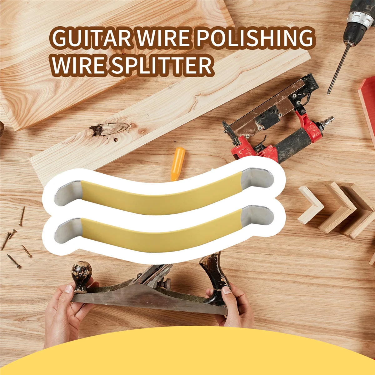 A03V 2 uds esparcidores de cuerdas de Metal herramienta Luthier de guitarra para limpiar diapasón amarillo