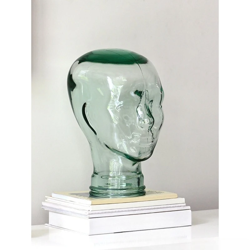 Transparent glass avatar modern home living room headphone hat storage ornament desktop soft decoration