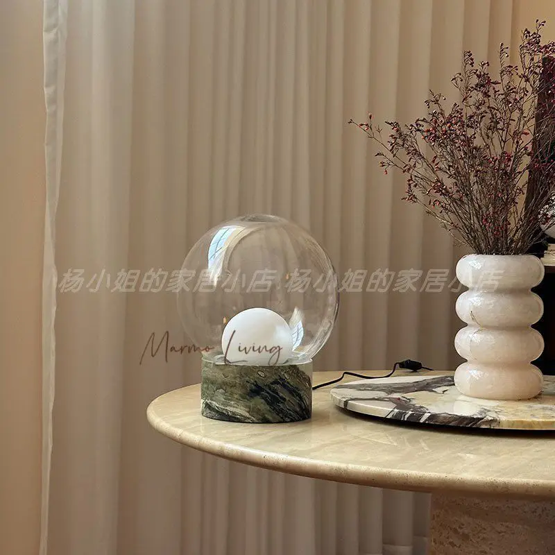 

Nordic Luxury Marble Table Lamp Designer Style for Living Room Bedroom Glass Ball Home Decoration