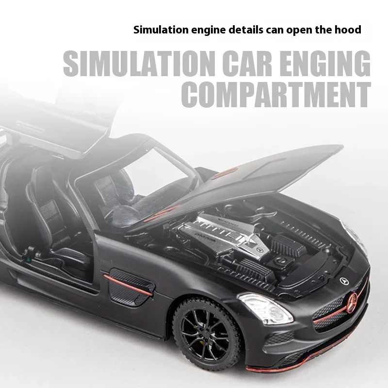 1:32 Mercedes Benz SLS AMG Super Sports Car Alloy Diecast Model Car Sound & Light Kid Children Toy Gift For Boy Collecting Hobby