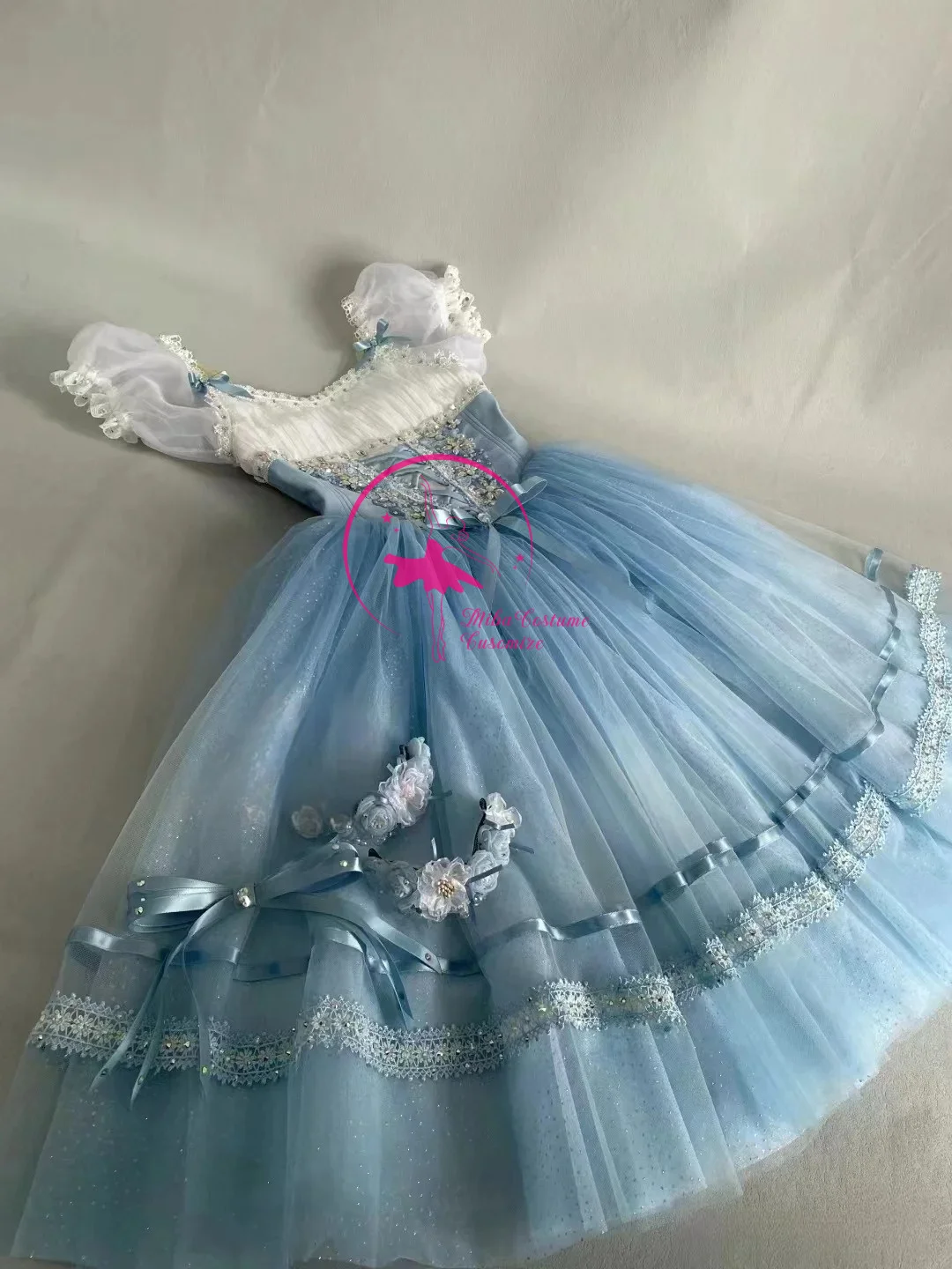 Giselle-falda de ballet para adultos y niños, Vestido largo de gama alta, color azul real degradado y azul