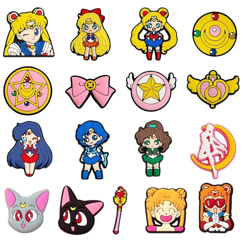 Сандалии Sailor Moon Tsukino Usagi с цветочным декором, мультяшные съемные аксессуары для Crocs, милые пряжки для обуви, цветочные украшения в подарок