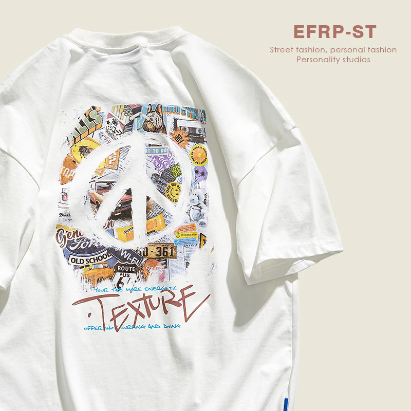 ユニセックスバックグラフィティプリント-tシャツ-efrp-スモールデザイナーブランド時間と空間の輪ファッショナブルな夏服アクセサリー