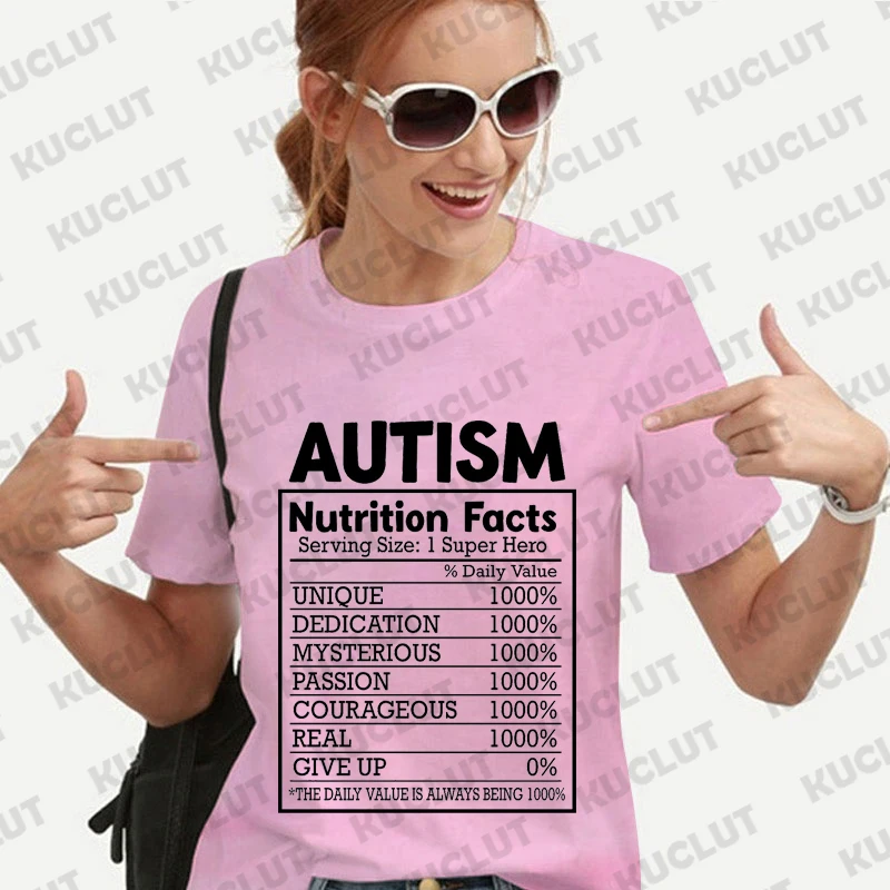 Autism Nutrition Shirt for Women Autism Awareness Month Tshirts Harajuku Quote T-shirts Funny Autism Acceptance Unisex Y2k Tops