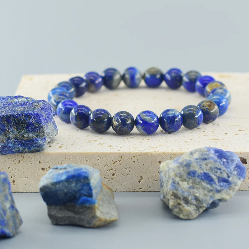 Real 5A Natural Lapis Lazuli Contas de Pedra Pulseira para As Mulheres, Elástico Jóias, Energia de Cura, Presente para Namorado, Alta Qualidade