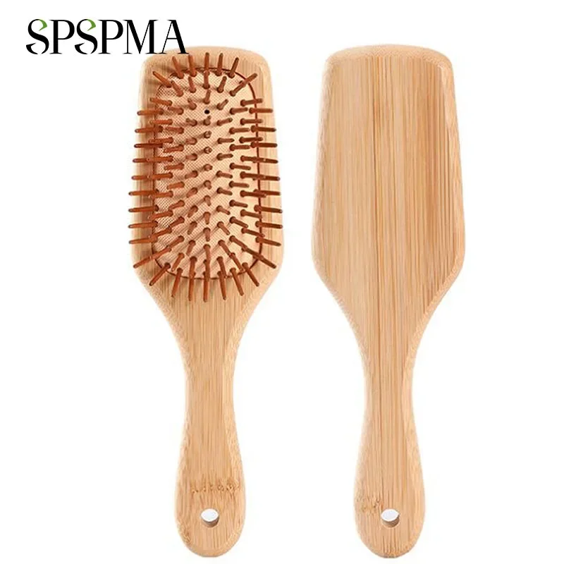 Wooden Bamboo Hair Combs Bristle Detangling Hairbrush for Women Men Reduce Frizz, Massage Scalp for Straight, Curly, Fine Hair