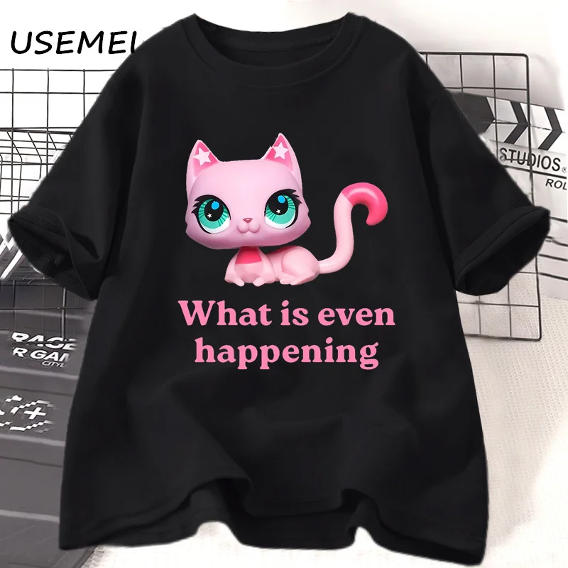 Camisetas de algodón de manga corta con cuello redondo para hombre y mujer, camiseta divertida de gato maldecido, camisetas informales para amantes de los gatos