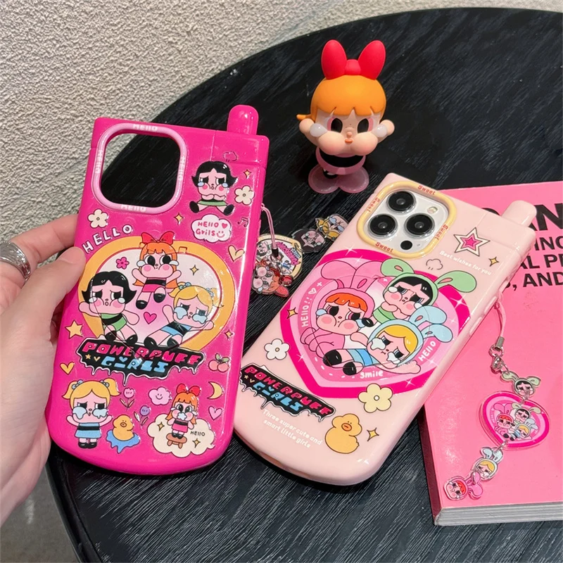 

Cute Cartoon Anime Powerpuff Girls Lens Protection Case For Apple IPhone 15 14 13 12 11 Pro Max Funny Big Brother Phone Cover