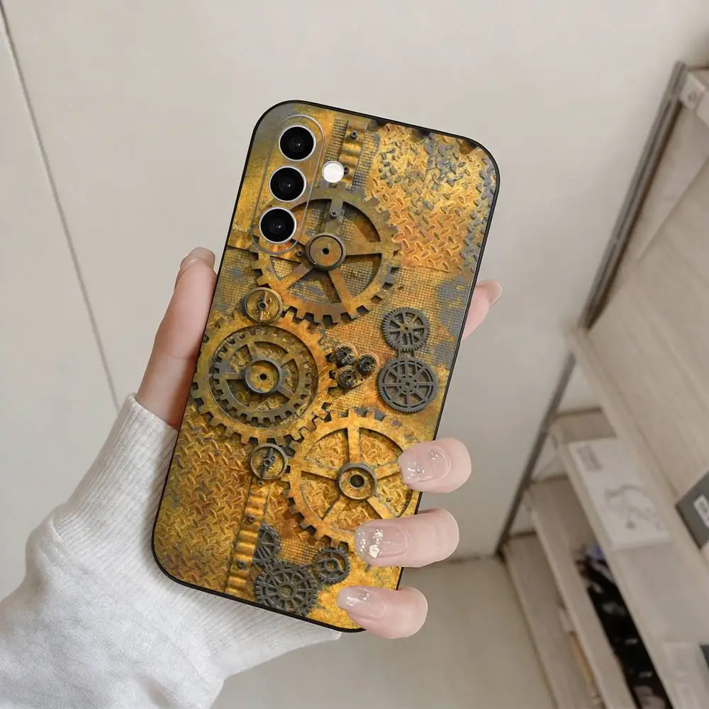 S-Steampunk Gear Mechanical COOL Phone Case For Samsung Galaxy A73,A72,A71,A70,A53,A52,A51,Others Soft Black Cover