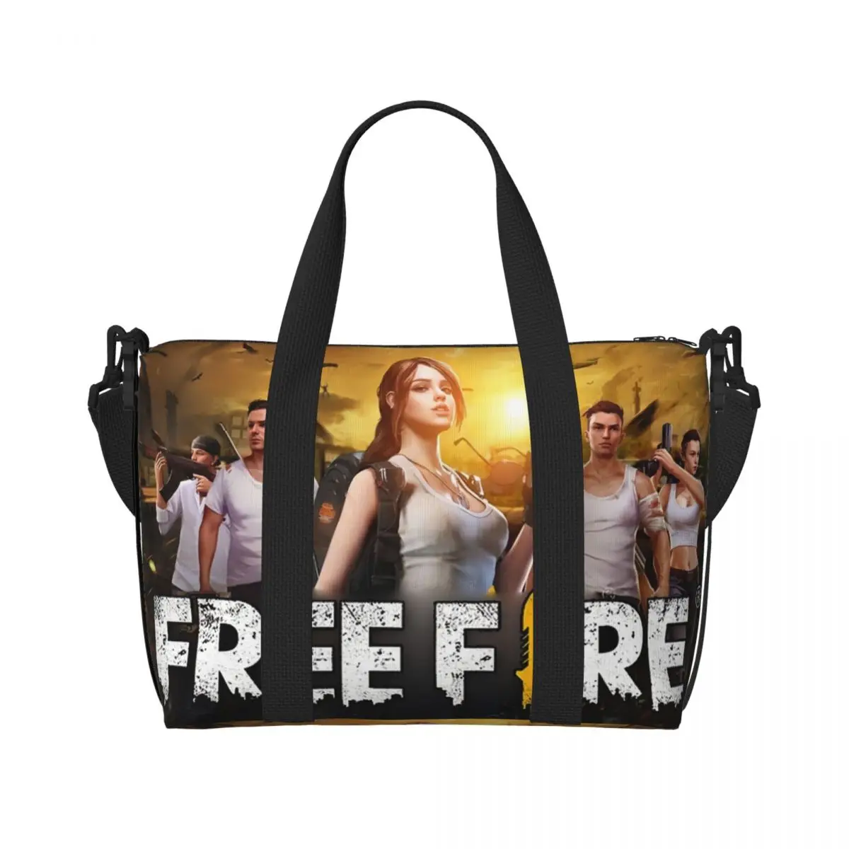 Sac fourre-tout personnalisé Garena Free Fire Game pour femme, grande capacité, plage, salle de sport, sacs de voyage