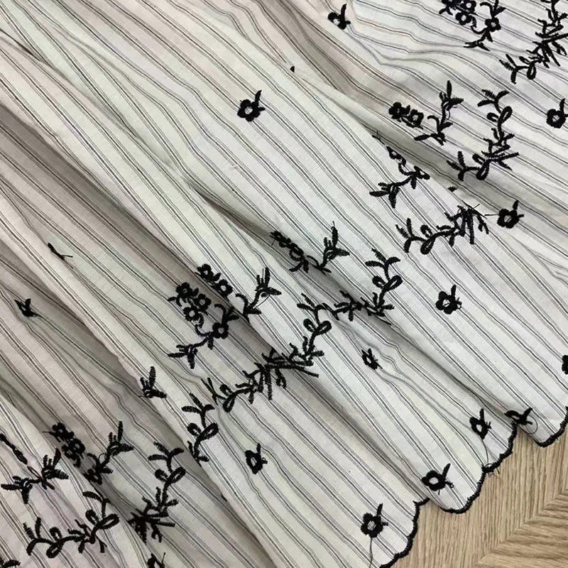 

Cotton Lace Embroidery Floral Fabric Striped Cotton Thread Embroidery Cloth DIY Sewing Dress Clothing Decoration Sewing Cloth