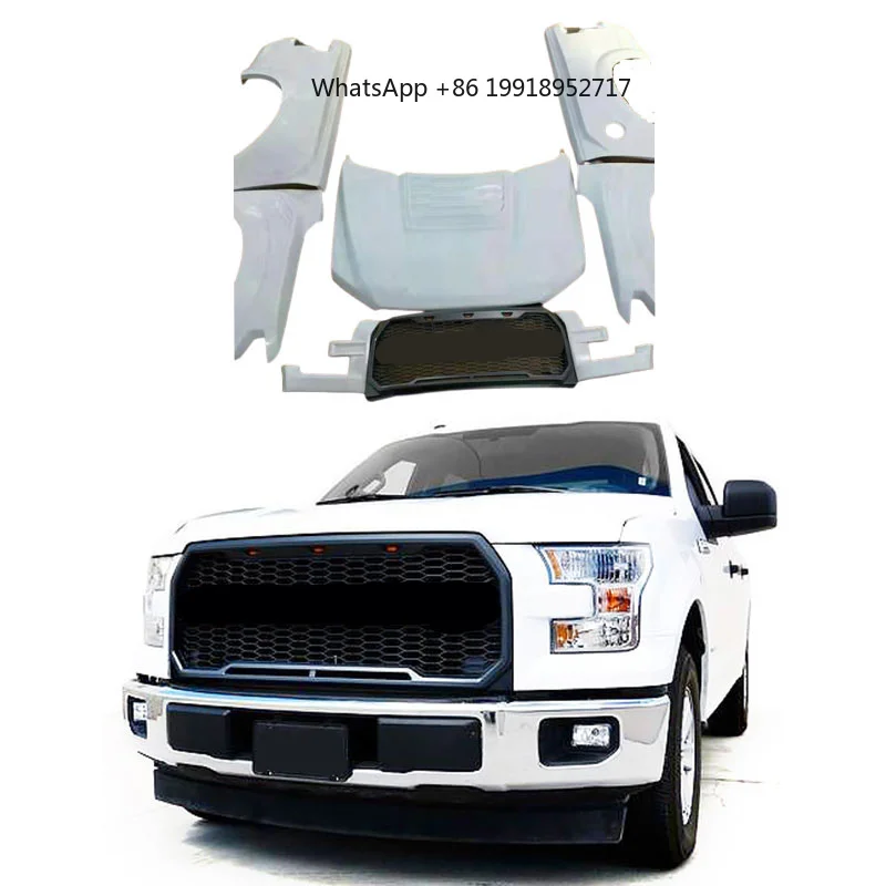 DongSui 4X4 Off Road  Luxury Style Front Face Upgrade Car Body Kit for F150 2014 2015 2016 2017 Upgrade to for Raptor JJ593