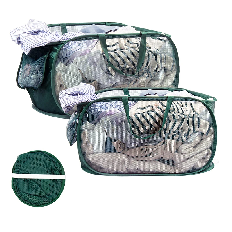 Large Capacity Laundry Basket Upgrade Portable Folding Clothes Organizer Net Bag Household Toys Clutter Storage Basket