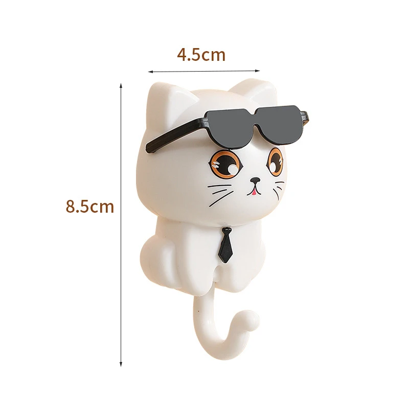 Cartoon Cat Hook Self Adhesive Dormitory Bedroom Door Hangers Hooks Key Umbrella Towel Cap Coat Rack Wall Animal Decoration Rack