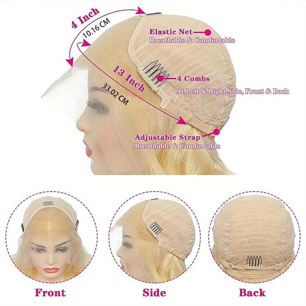 13x4 13x6 Body Wave Blonde Lace Front Wig 613 Human Hair Pre Plucked 250% Density HD Transparent Lace Frontal Wig 100% Human Wig image 6