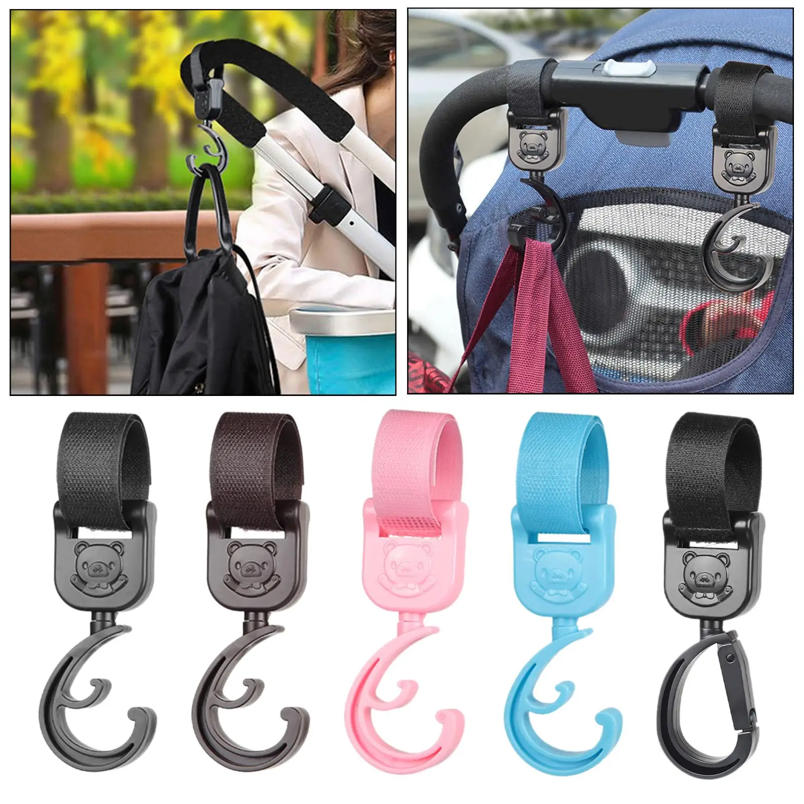 Durable PVC Stroller Hooks Adjustable Strap Multipurpose Bags Holder Hanger for Baby Pushchair Organizer Accessory view 6