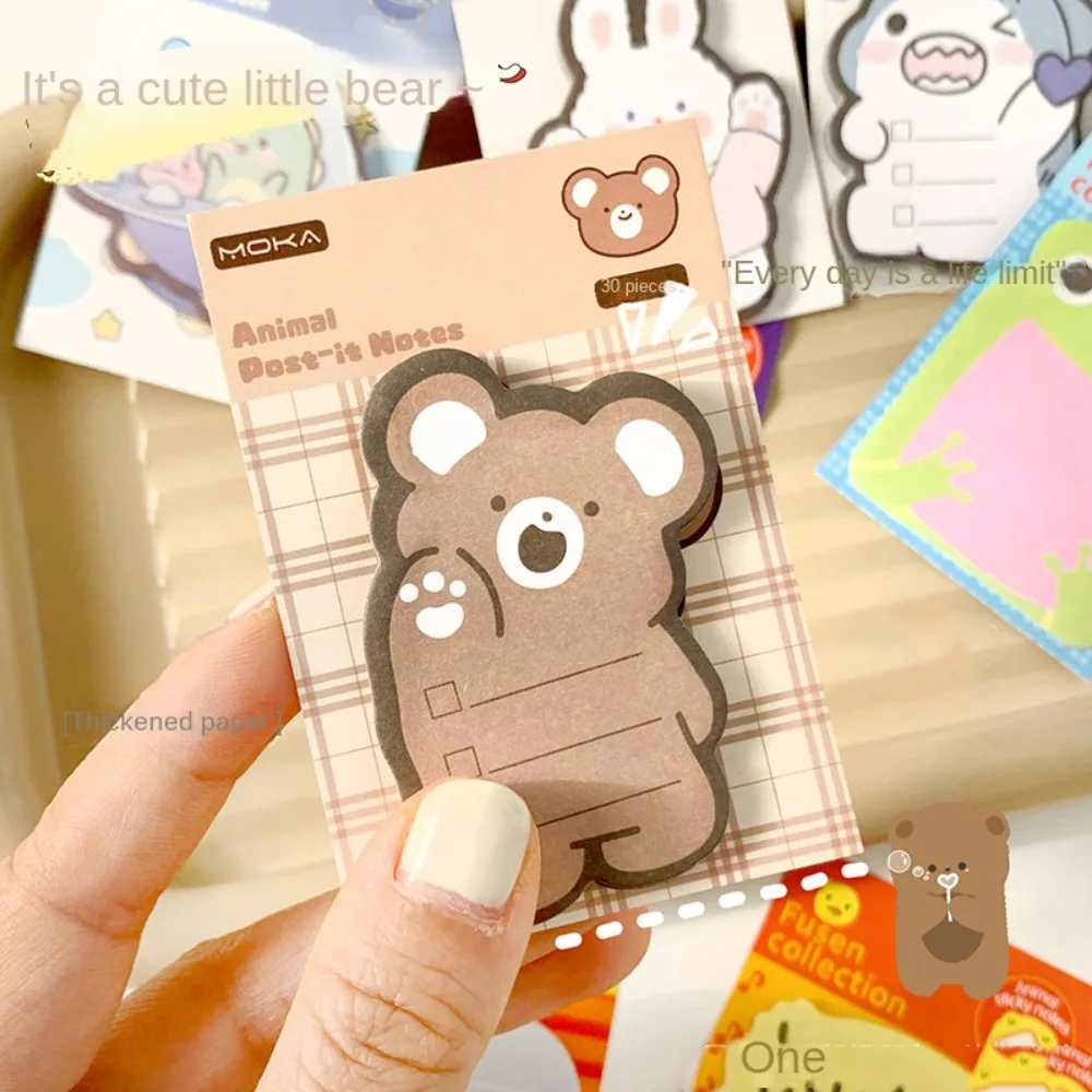 Stationery Cute Animal Memo Pad Rabbit Cow Kawaii Animal Sticky Notes Cartoon Bear Cartoon Bear Sticky Notes Writing Tool
