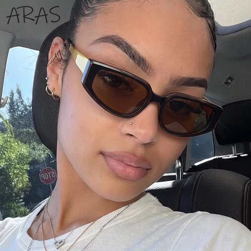 Cat Eye Sunglasses Women 2026 Luxury Brand Gold Metal Temples Irregular Sun Glasses Y2K Punk Vintage Traveling Eyewear Shades