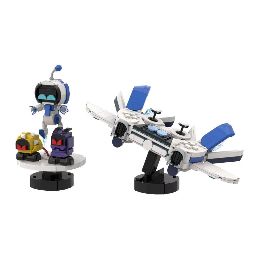 MOC Astro Bot Building Block Model Cosmic Adventure Game Figure Rescue Treasure Hunt Robot DIY Bricks Assembly Toys KIds Gifts