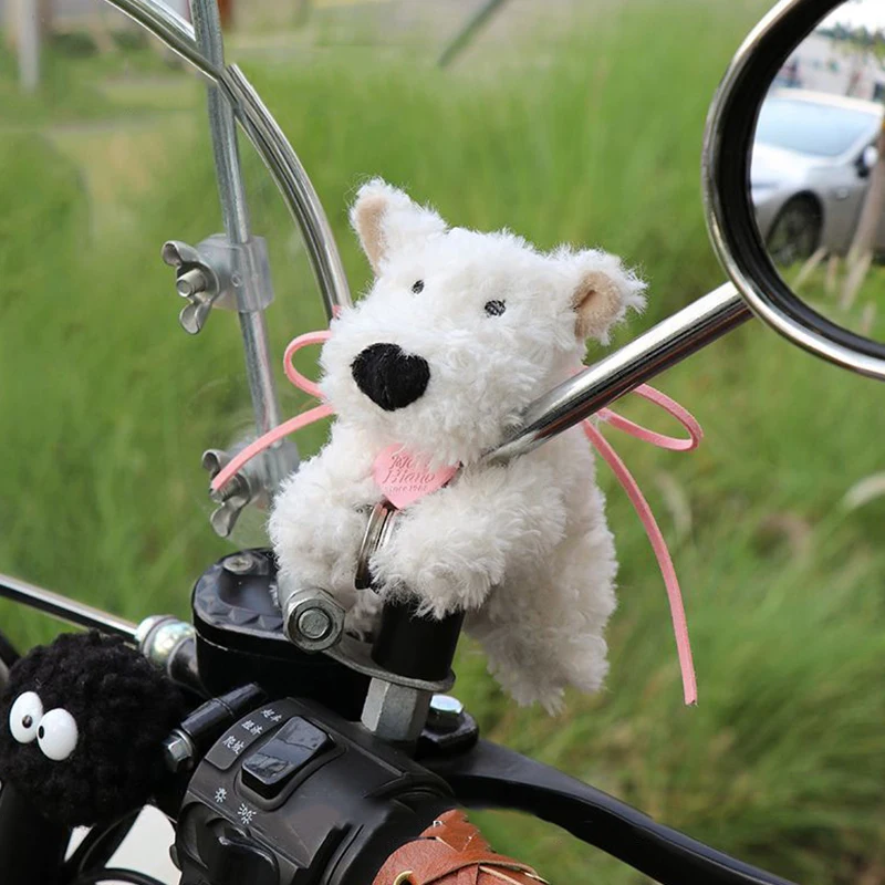 Plush Puppy Motorcycle Ornaments Dog Doll Magnetic Motorcycle Decoration Accessories Electric Moped Bicycle Detachable Pendant