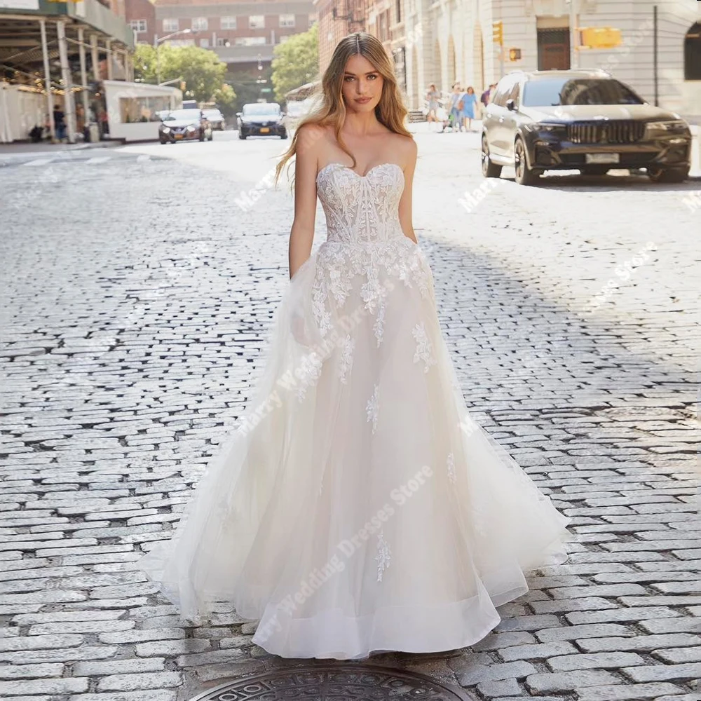 

Elegant Tulle Women Wedding Dresses Fashion Sexy Sleeveless Bridal Gowns Mopping Length Banquet Vestido De Novia 2025 Customized