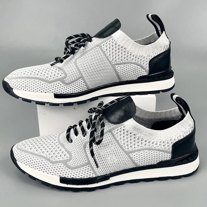 Sneakers Casual men Designer Retro Running Shoes Fashion Genuine Leather Fabric Breathable Height Increased Platform Shoes