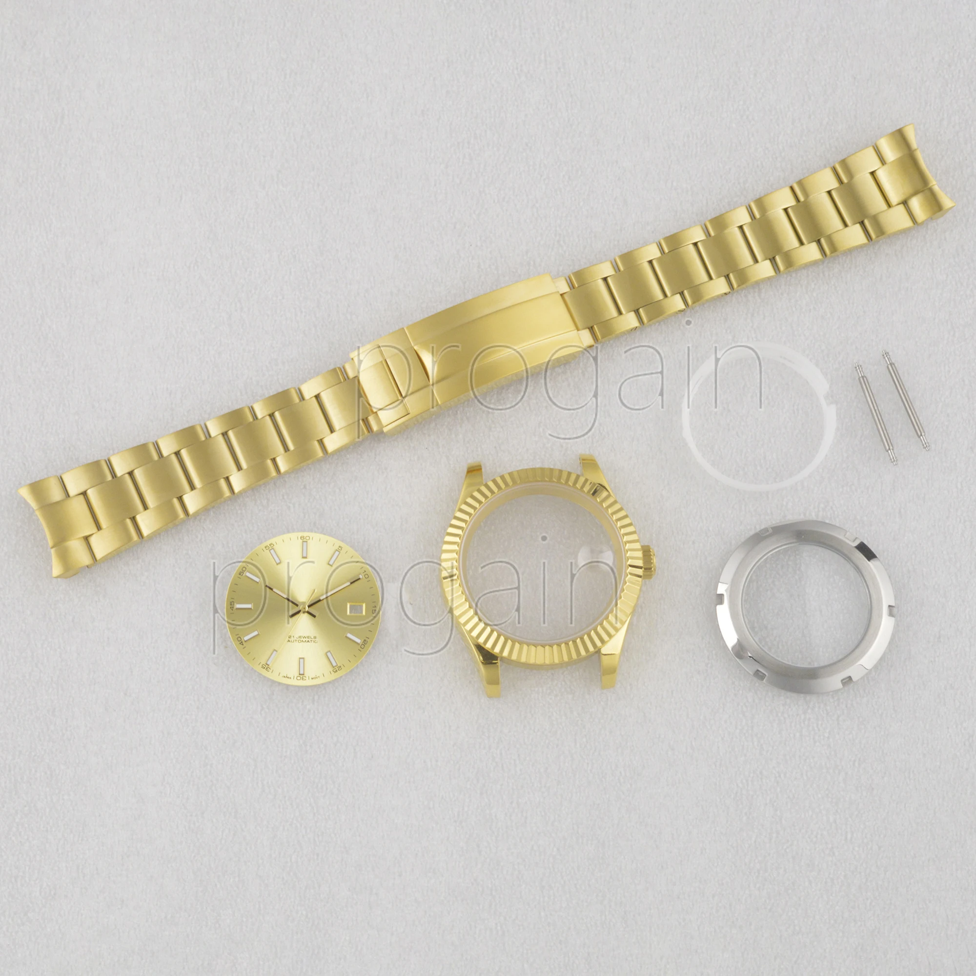 NH35 Case 41mm Watchcase Stainless Steel Strap Sapphire Glass Transparent Bottom for Datejust NH36 Movement 31MM Dial Parts