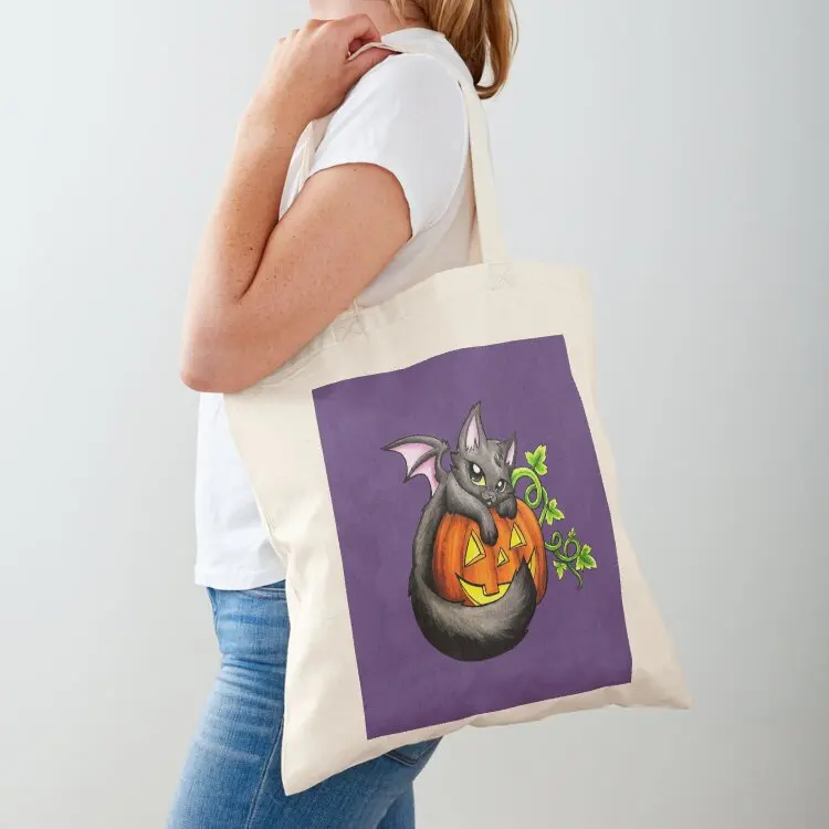 

Halloween Kitty Tote Bag shopping bags foldable canvas tote bag shopper bag women